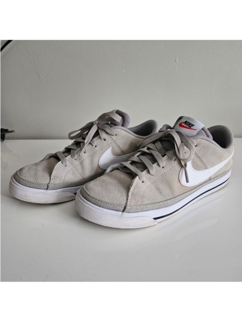 Nike Men’s Suede Low-Top Sneakers in Light Gray and White